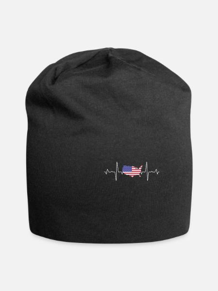 USA Amerika - Jersey-Beanie - Schwarz