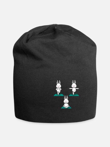 Yoga Hase Kaninchen Meditation Fitness Geschenk - Jersey-Beanie - Schwarz