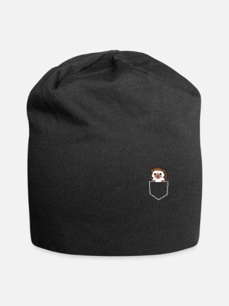 Igel Wildtier Tasche Wald Hecke Waldtiere Geschenk - Jersey-Beanie - Schwarz