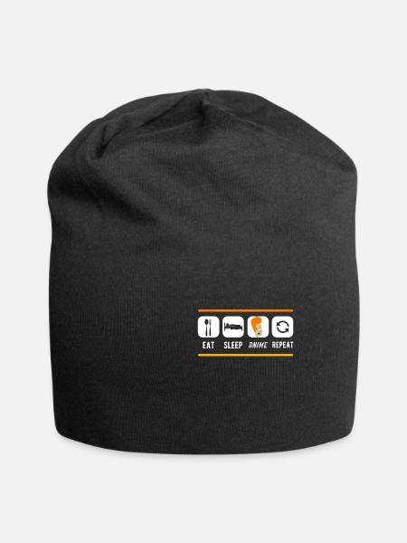 Anime - Jersey-Beanie - Schwarz