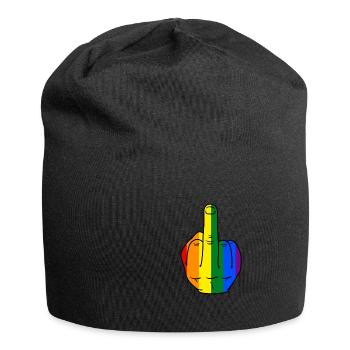 LGBT Gay Lesbisch Regebogen Ehe Gerechtigkeit Gesc - Jersey-Beanie - Schwarz - Vorne