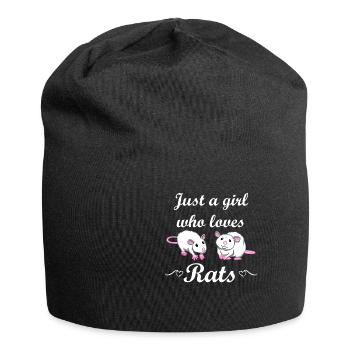 Rat girl mouse rat lovers gift - Jersey Beanie - black - Front