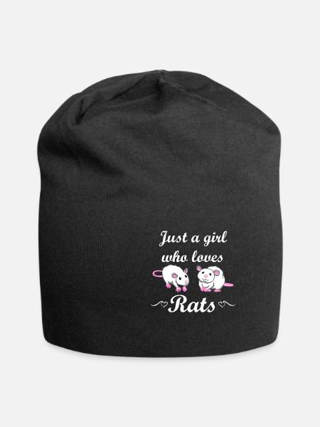 Rat girl mouse rat lovers gift - Jersey Beanie - black