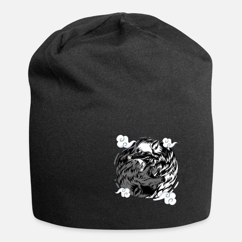 loup - Bonnet en jersey - noir