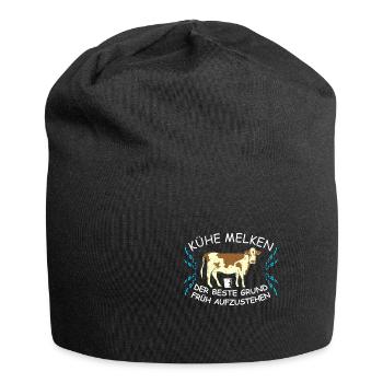 Kuh Kühe - Jersey-Beanie - Schwarz - Vorne