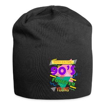 90er Jahre Retro Hipster Musik Vintage Geschenk - Jersey-Beanie - Schwarz - Vorne