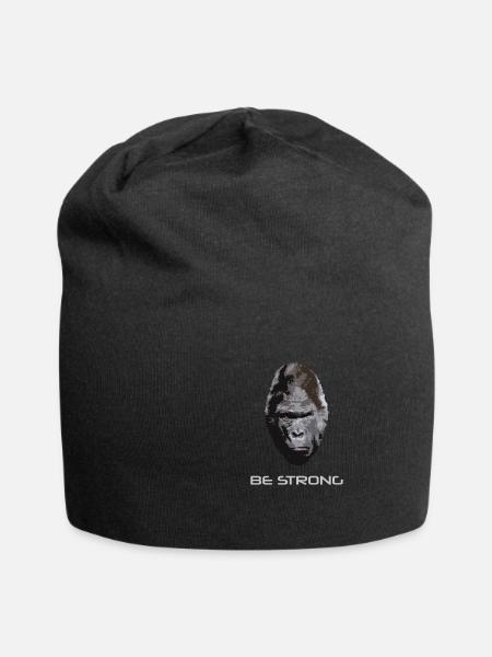 Cooler, böse guckender Gorilla - BE STRONG - Jersey-Beanie - Schwarz