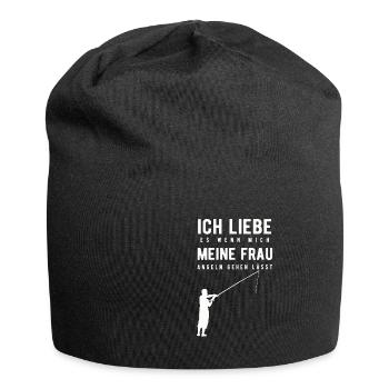 Fischer Fischen Angeln Geschenk Geschenkidee Lusti - Jersey-Beanie - Schwarz - Vorne