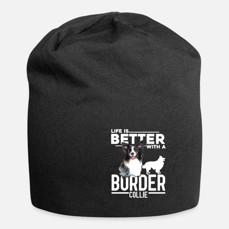 Border Collie - Jersey-Beanie - Schwarz