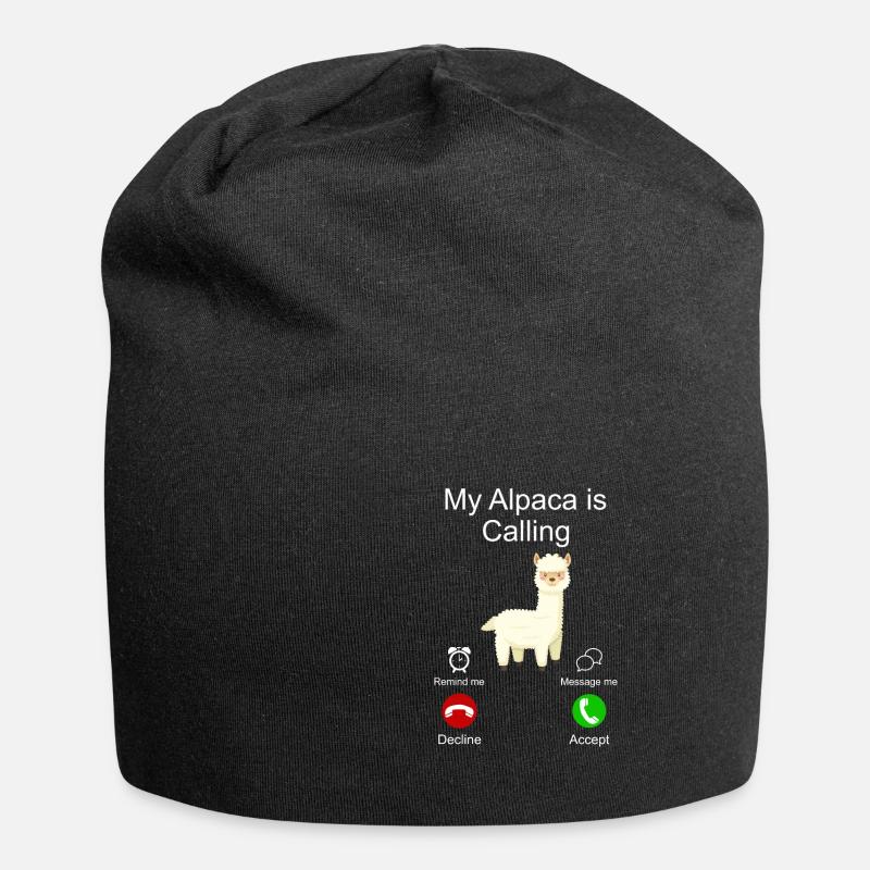 Alpaka Lama - Jersey-Beanie - Schwarz