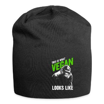 Vegan - Jersey-Beanie - Schwarz - Vorne