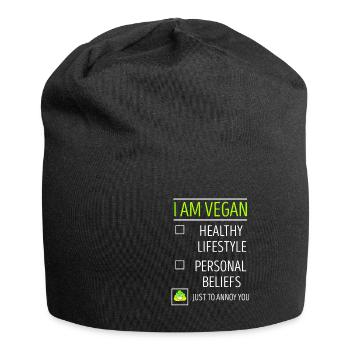 Vegan - Jersey-Beanie - Schwarz - Vorne
