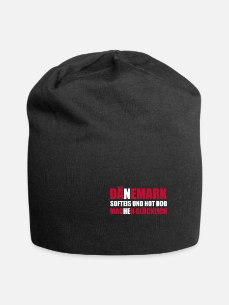 Dänemark - Jersey-Beanie - Schwarz