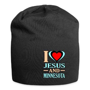 I love Jesus and Minnesota gift - Jersey Beanie - black - Front
