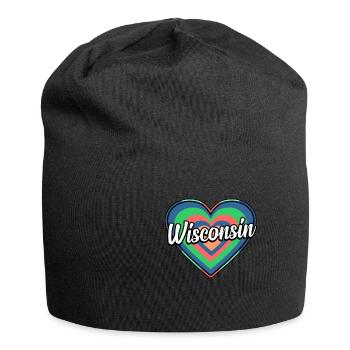Cadeau de cœur coloré du Wisconsin - Bonnet en jersey - noir - Devant