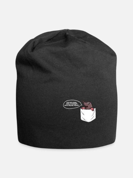 Maulwurf Pocket Lustig Sprichwort - Jersey-Beanie - Schwarz