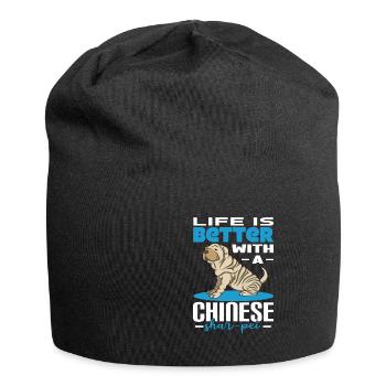 Chinese Shar Pei - Jersey-Beanie - Schwarz - Vorne