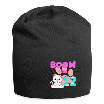 12th birthday cat - Jersey Beanie - black - Front