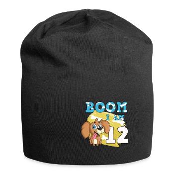 12th birthday dog - Jersey Beanie - black - Front
