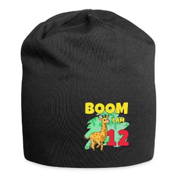 12th birthday giraffe - Jersey Beanie - black - Front