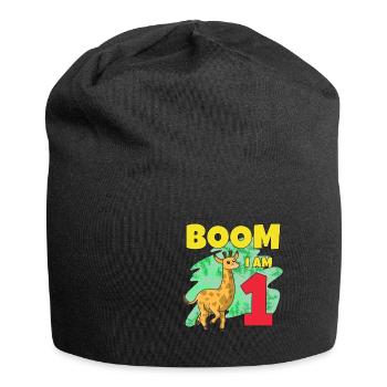 1st birthday giraffe - Jersey Beanie - black - Front