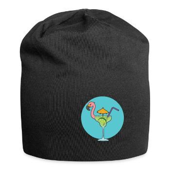 Flamingo Cocktail - Jersey-Beanie - Schwarz - Vorne