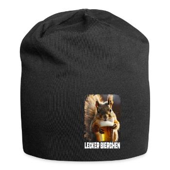 Écureuil à la bière délicieuse - Bonnet en jersey - noir - Devant