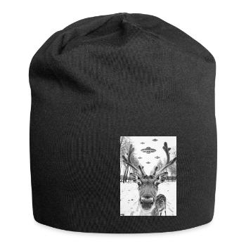 Ufo Selfie Rentier - Jersey-Beanie - Schwarz - Vorne