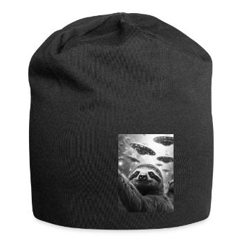 Ufo Selfie Faultier - Jersey-Beanie - Schwarz - Vorne