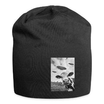 Ufo Selfie Kuh - Jersey-Beanie - Schwarz - Vorne