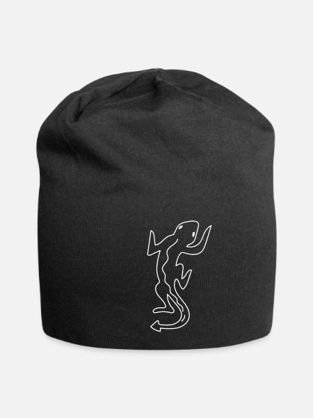 Einfache Zeichnung mit niedlichen Echsenreptilien - Jersey-Beanie - Schwarz