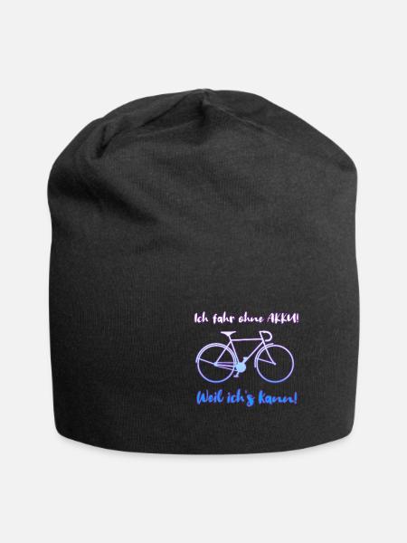 Ich fahre ohne Akku, weil ich's kann lustig Rad - Jersey-Beanie - Schwarz