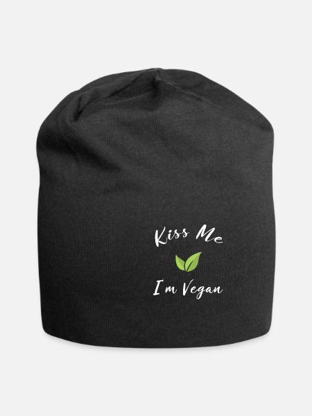 Vegan Designs - Embrasse-moi, je suis végétalien - Bonnet en jersey - noir