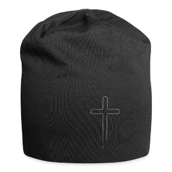 Croix blanche - Bonnet en jersey - noir - Devant