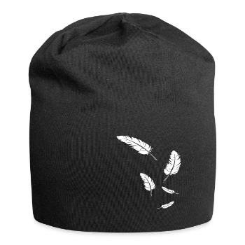 Icône de plumes / blanc - Bonnet en jersey - noir - Devant