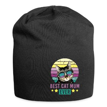 Best cat mum ever cat mom sunglasses lady - Jersey Beanie - black - Front