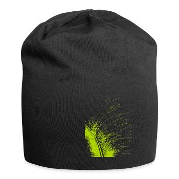 Abstract feather / line / green / pattern - Jersey Beanie - black - Front