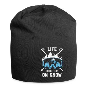 Sports d’hiver La vie est meilleure sur le ski de neige - Bonnet en jersey - noir - Devant