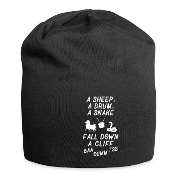 Funny Joke A Sheep A Drum A Snake - Jersey-Beanie - Schwarz - Vorne