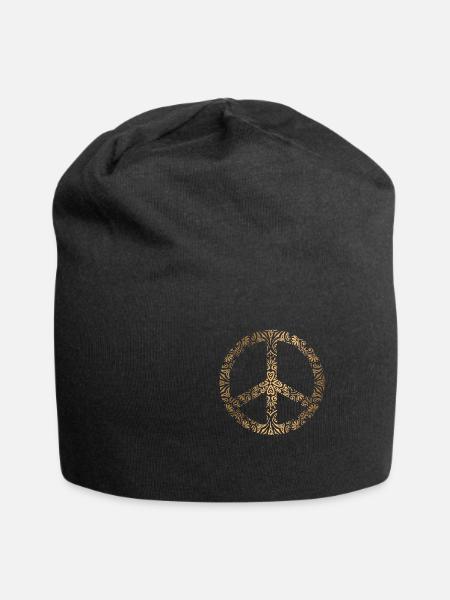 Friedenszeichen Motiv - Jersey-Beanie - Schwarz