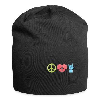 Amour de paix et rock n roll - Bonnet en jersey - noir - Devant