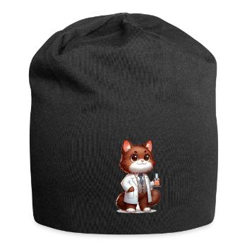 Cute Cat Scientist - Jersey Beanie - black - Front