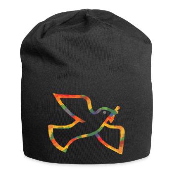Farbige Friedenstaube - Jersey-Beanie - Schwarz - Vorne