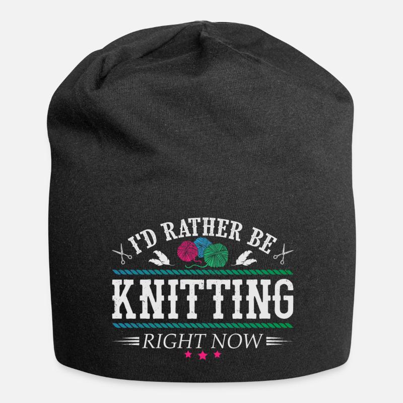 I'd rather be knitting - Jersey Beanie - black