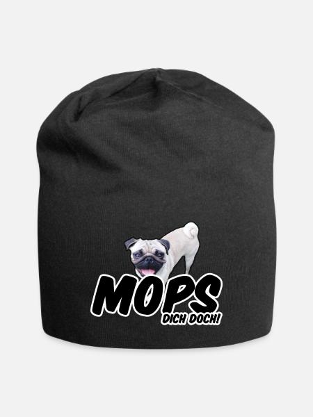 Mops Dich doch! Geschenk Hund Tier Haustier - Jersey-Beanie - Schwarz