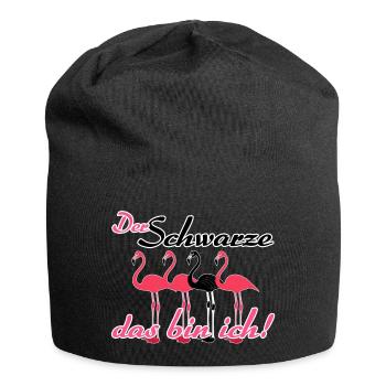 Schwarzer Flamingo, Fun, Tiere, Sprüche, Geschenk - Jersey-Beanie - Schwarz - Vorne