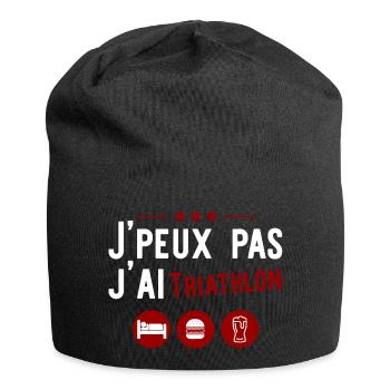 J'ai triathlon t-shirt humour alcool - Bonnet en jersey - noir - Devant