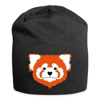 Panda rouge Amour - Bonnet en jersey - noir - Devant