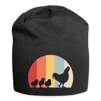 Hühner Kücken - Jersey-Beanie - Schwarz - Vorne