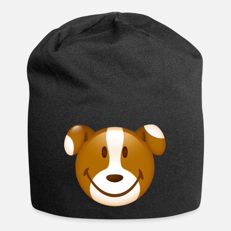 Smiley Dog - Jersey Beanie - black